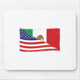 Mexican Flag Usa American Flag Proud Mexico Roots Mouse Pad