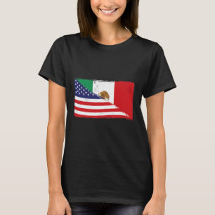 Mexican Flag Usa American Flag Proud Mexico Roots T-Shirt