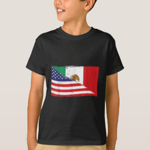 Mexican Flag Usa American Flag Proud Mexico Roots T-Shirt