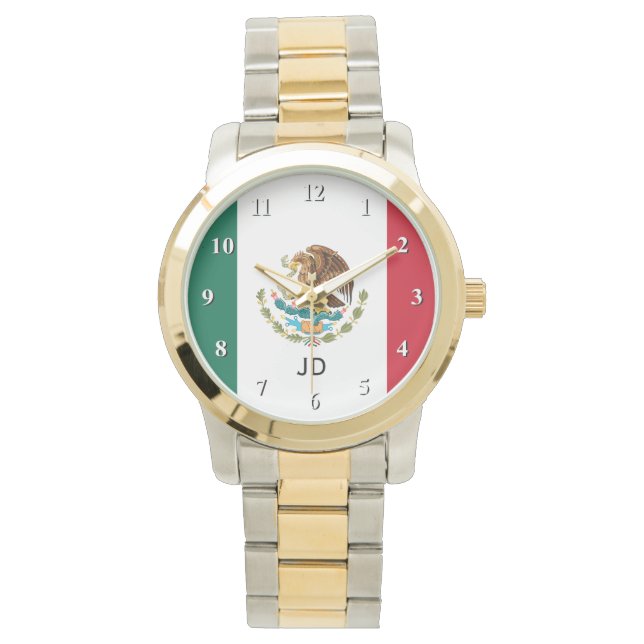 Mexican flag wrist watch for men and women (Front)
