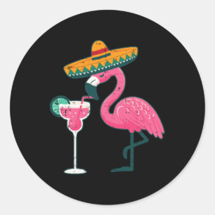 Mexican Flamingo Sombrero Cinco De Mayo Fiesta Wom Classic Round Sticker