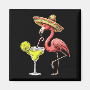Mexican flamingo sombrero margarita cinco de mayo magnet