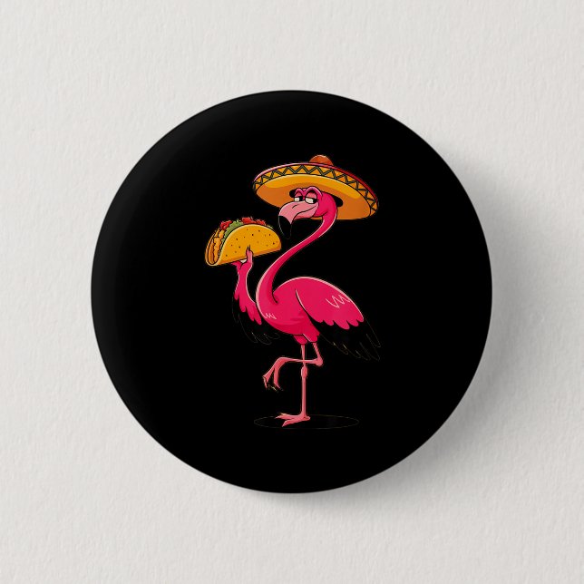 Mexican flamingo tacos cute cinco de mayo fiesta 2 inch round button (Front)