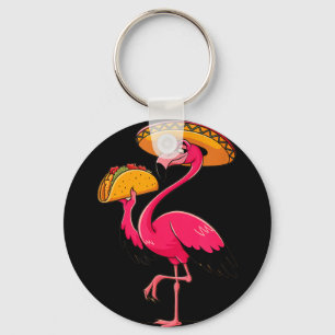 Mexican flamingo tacos cute cinco de mayo fiesta keychain