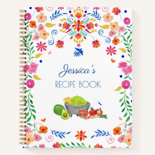Mexican floral art Name Recipe Book kitchen gift 