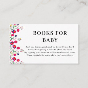 Mexican Floral   Books for Baby   Baby Shower  Enclosure Card