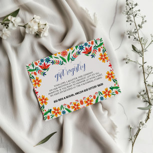 Mexican Floral Colorful Botanical Flowers Wedding Enclosure Card