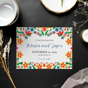 Mexican Floral Colourful Botanical Flowers Wedding Save The Date