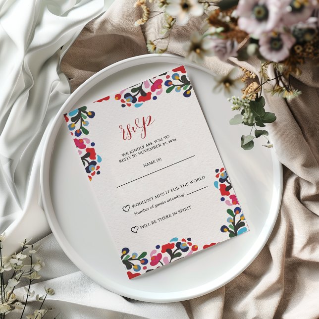 Mexican Floral Colourful Fiesta Wedding RSVP Card (Mexican Floral Colorful Fiesta Wedding RSVP Card)