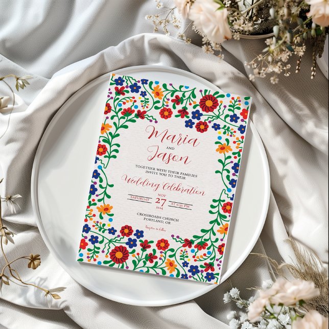Mexican Floral Colourful Folk Art Wedding Invitation (Mexican Floral Colorful Folk Art Wedding Invitation)