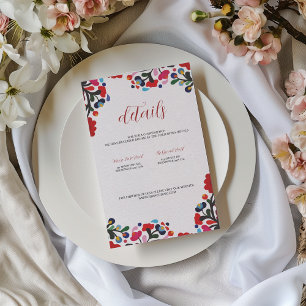 Mexican Floral Colourful Wedding Details Card