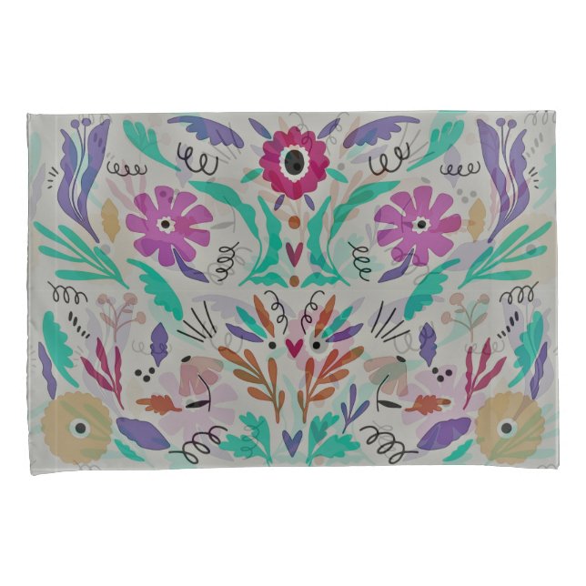 Mexican Floral Design  Pillowcase (Front-Right)