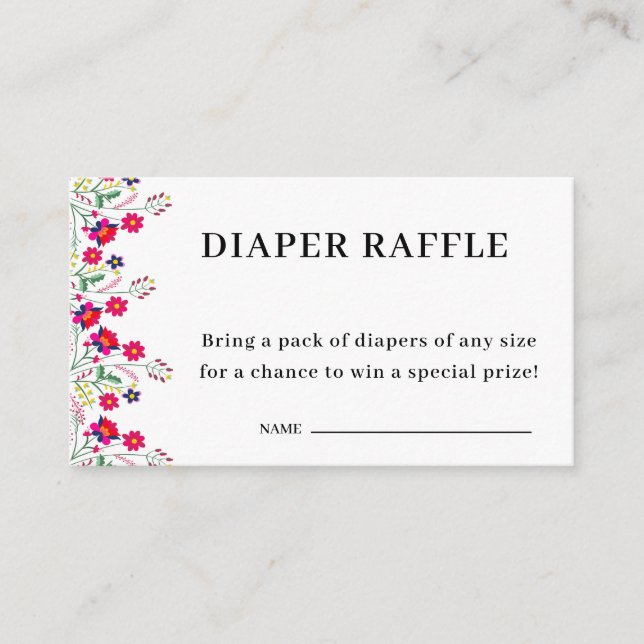 Mexican Floral | Diaper Raffle | Baby Shower  Enclosure Card (Front)