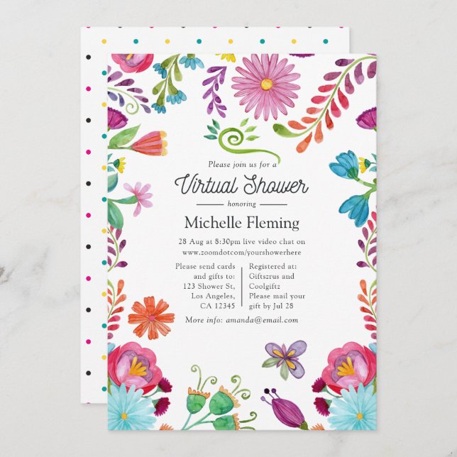 Mexican Floral Fiesta Virtual Baby Shower Invitation (Front/Back)