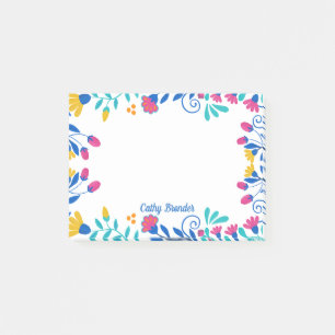 Mexican Floral Personalized Name Stationery Post-it Notes