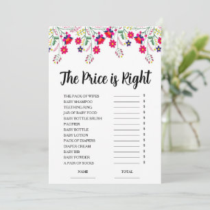 Mexican Floral Price is Right Baby Game Card 