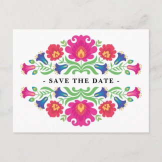 Mexican Floral Save The Date Postcard