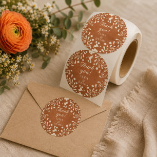 Mexican Floral Terracotta Wedding Thank You Classic Round Sticker
