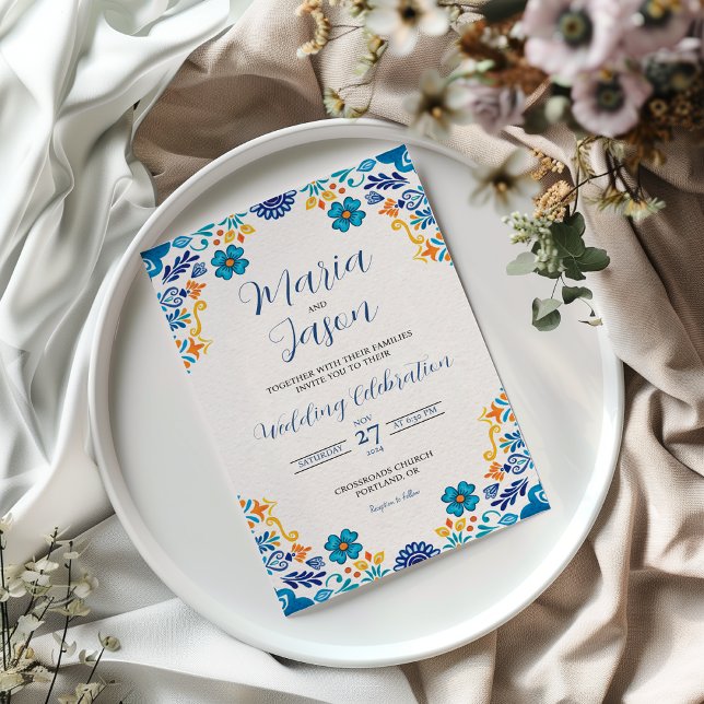 Mexican Floral Traditional Botanical Boda Wedding Invitation (Mexican Floral Traditional Botanical Boda Wedding Invitation)