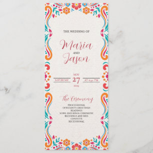 Mexican Floral Traditional Folk Art Fiesta Wedding Program