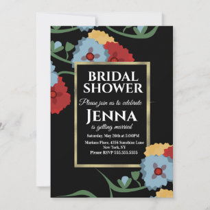Mexican Floral Vine Botanical Faux Bridal Shower Invitation