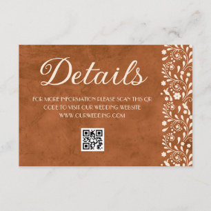 Mexican Floral Wedding Details QR code Enclosure Card