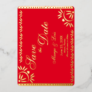 Mexican Florals Save the Date Pressed    Foil Invi