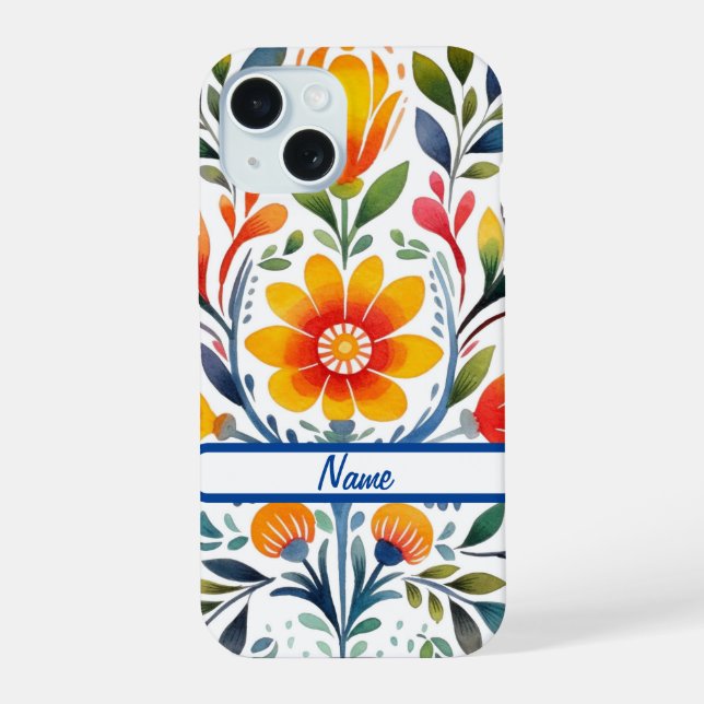Mexican Flowers Design Case-Mate iPhone 15 Case (Back)