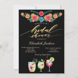 Mexican Flowers Drinks Bridal Shower Invitation