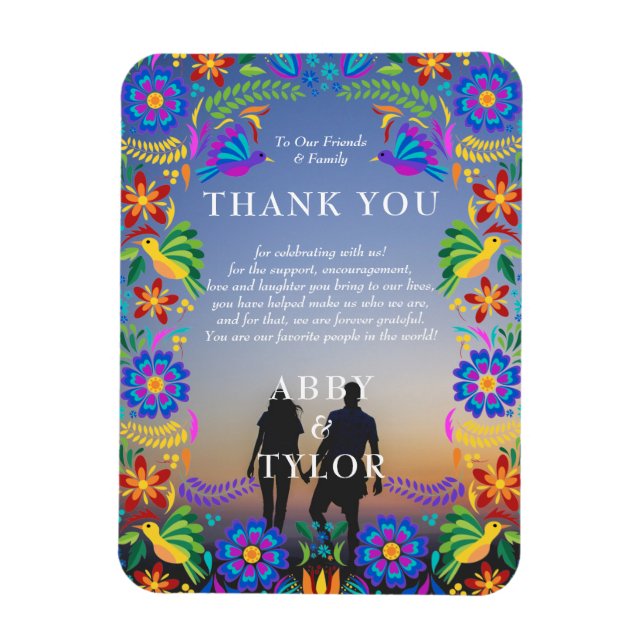 Mexican Flowers Thank You Magnet (Vertical)