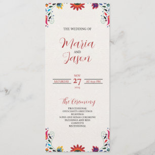 Mexican Folk Art Colourful Floral Fiesta Wedding Program