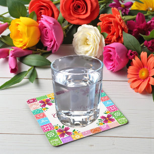 Mexican Folk Art Floral Baby Shower Coasters