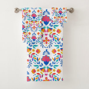 Mexican Folk Art Pattern Bath Towel Set