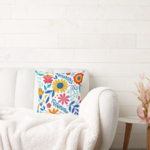 Mexican Folk Art Pattern Throw Pillow