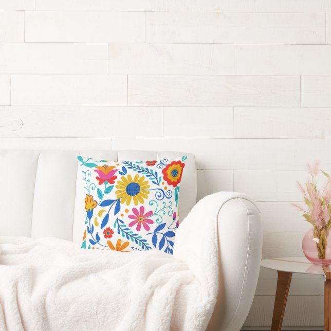 Mexican Folk Art Pattern Throw Pillow (Couch)