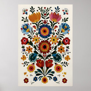 Mexican Folk Art Print Vibrant Otomi Floral Giclée