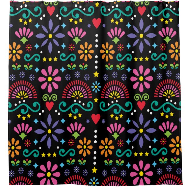 Mexican folk art seamless pattern, colourful desig (Front)