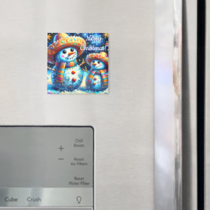 Mexican Folk Art Snowmen Snowman Personalized Magnet