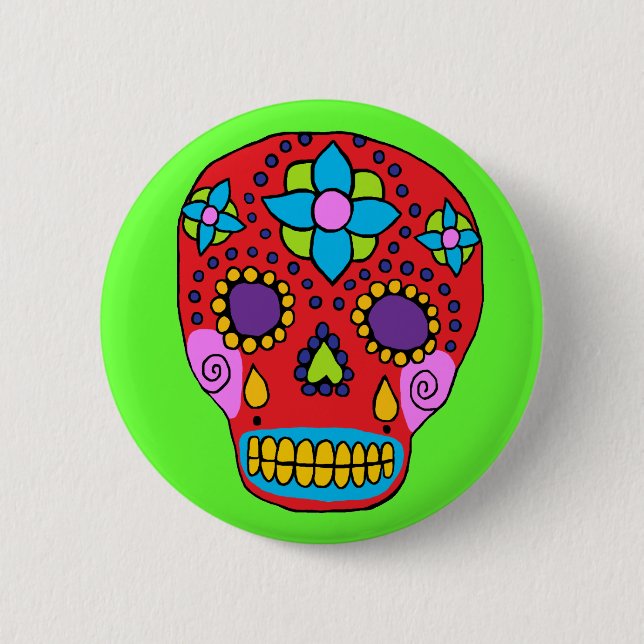 Mexican Folk Art Sugar Skull Pin (Front)
