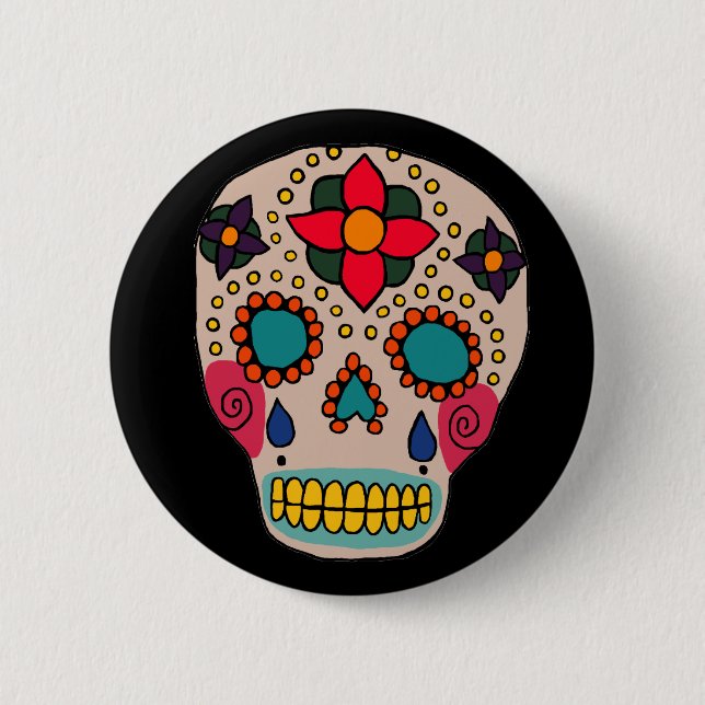 Mexican Folk Art Sugar Skull Pin (Front)