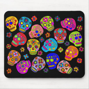 Mexican Folk Art Sugar Skulls Mouse Pad