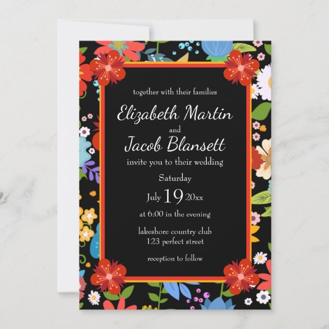 Mexican Folk Art Wedding Invitation (Front)