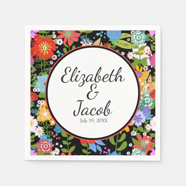 Mexican Folk Art Wedding Napkin (Front)