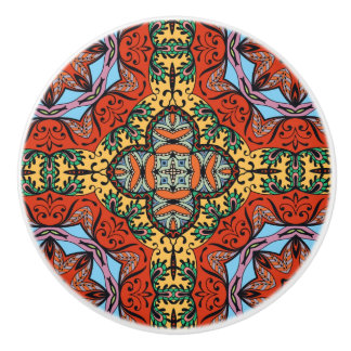 Mexican folk ethnic colourful seamless pattern ceramic knob