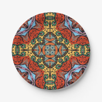 Mexican folk ethnic colourful seamless pattern paper plate