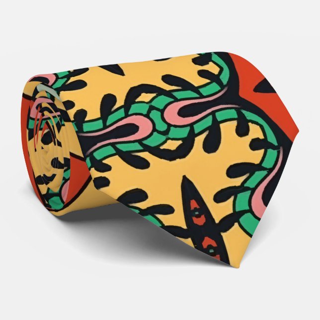 Mexican folk ethnic colourful seamless pattern  tie (Rolled)
