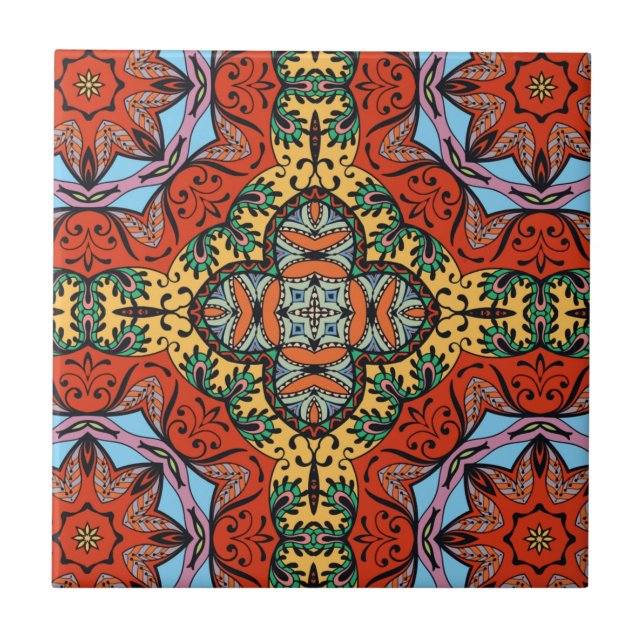 Mexican folk ethnic colourful seamless pattern  tile (Front)