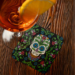 Mexican Folk Mariposa Sugar Skull Square Paper Coaster<br><div class="desc">Mexican Folk Mariposa Sugar Skull Paper Coaster - Presenting this awesome Mexican folk sugar skull coaster. The beautiful art of Cavalera Sugar Skulls in Mexico are part of a long tradition of folk art. Called sugar skull because many were made with clay moulded sugar and then decorated with colourful feathers...</div>