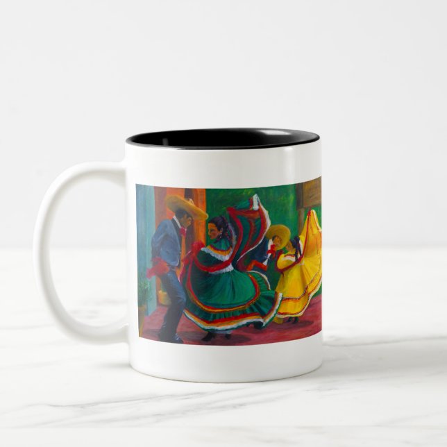 Mexican Folklorico Ballet Dancers Two-Tone Coffee Mug (Left)