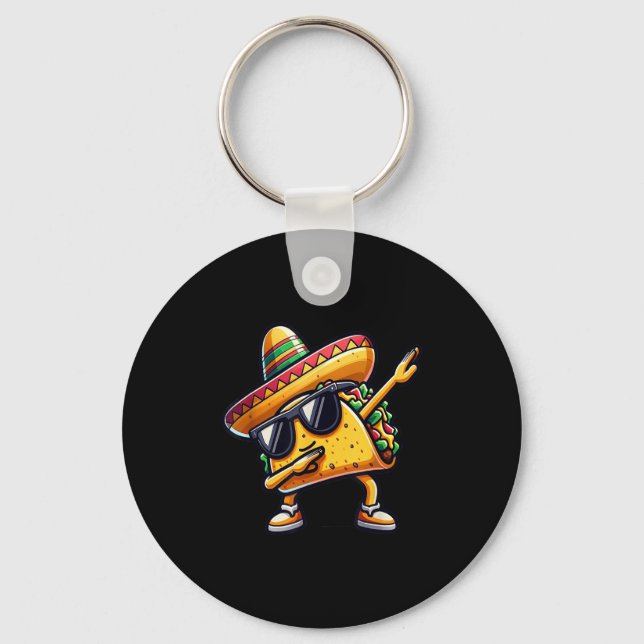 Mexican Food Dabbing Taco  Keychain (Front)